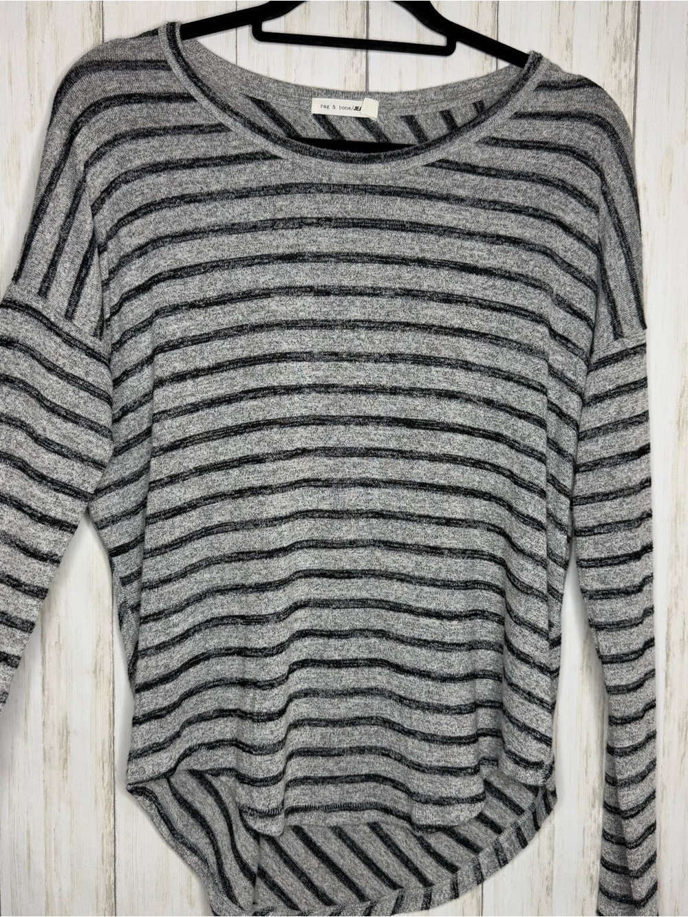 Rag and Bone Gray Black Striped Top Small